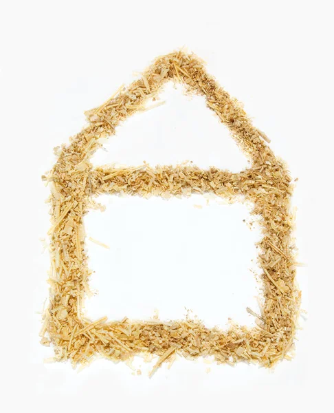 Öko-Haus Form aus Hackschnitzeln — Stockfoto