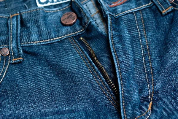 Cerniera jeans primo piano — Foto Stock