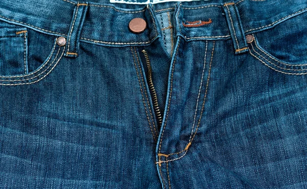 Blauer Jeans-Reißverschluss — Stockfoto