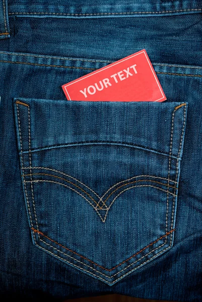 Bolso de jeans e papel — Fotografia de Stock