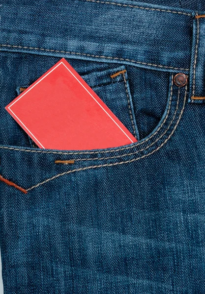 Papel vermelho no bolso — Fotografia de Stock