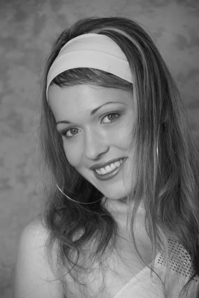 Ретро винтажный стиль молодой женщины в черно-белом Стоковая Картинка