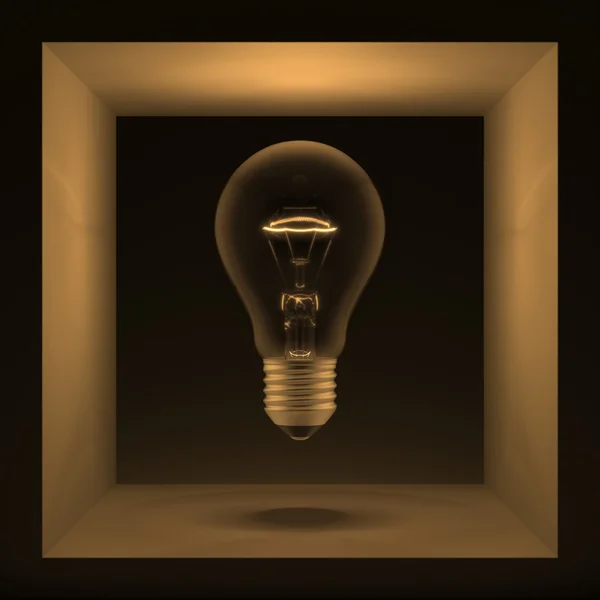 Lamp in een kubus. Abstractie Stockfoto