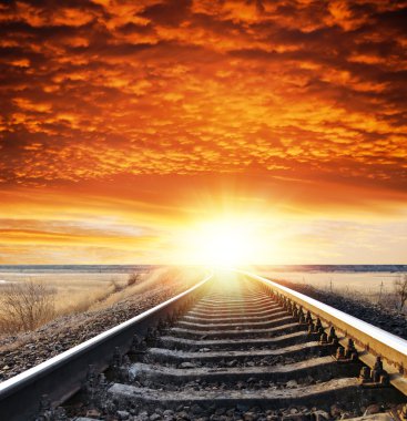 Railway to sunset clipart