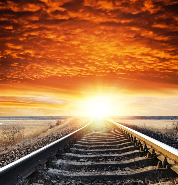 Ferrocarril a puesta de sol — Foto de Stock