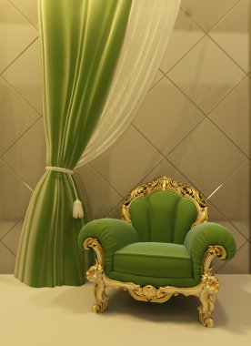 Antique armchair in a luxurious interior clipart