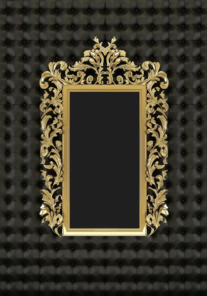 Moldura de ouro de luxo no fundo preto — Fotografia de Stock