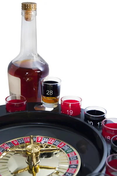 Roulette with a bottle of alcohol — Stock Photo, Image