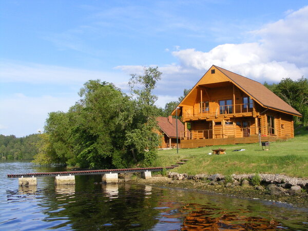 Beautiful wooden house near the river