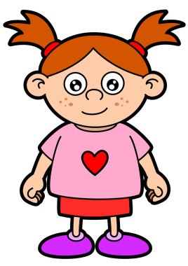 Girl with pink tshirt clipart