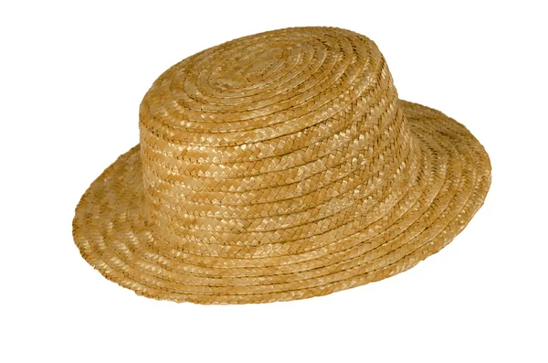 Chapéu de palha no fundo branco — Fotografia de Stock
