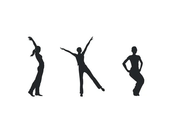 Silhouettes femme fitness — Image vectorielle