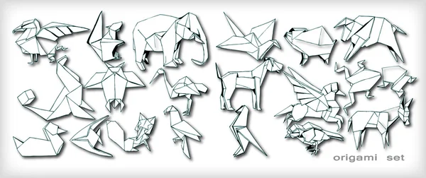 Origami Animales Set (vector ) — Archivo Imágenes Vectoriales