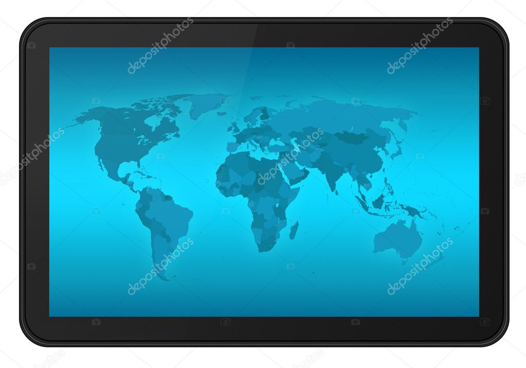 Touch screen tablet with world map XXL
