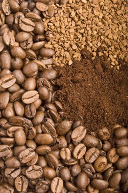 Coffee grains, coffee powder and goffee granules clipart