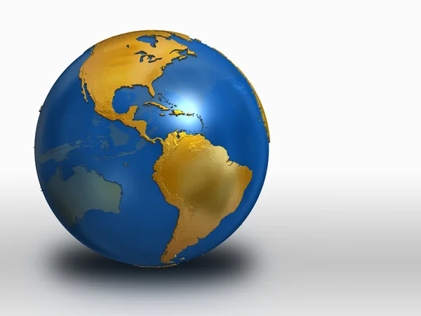 Blaue und goldene Erde - westliche Hemisphäre — Stockfoto